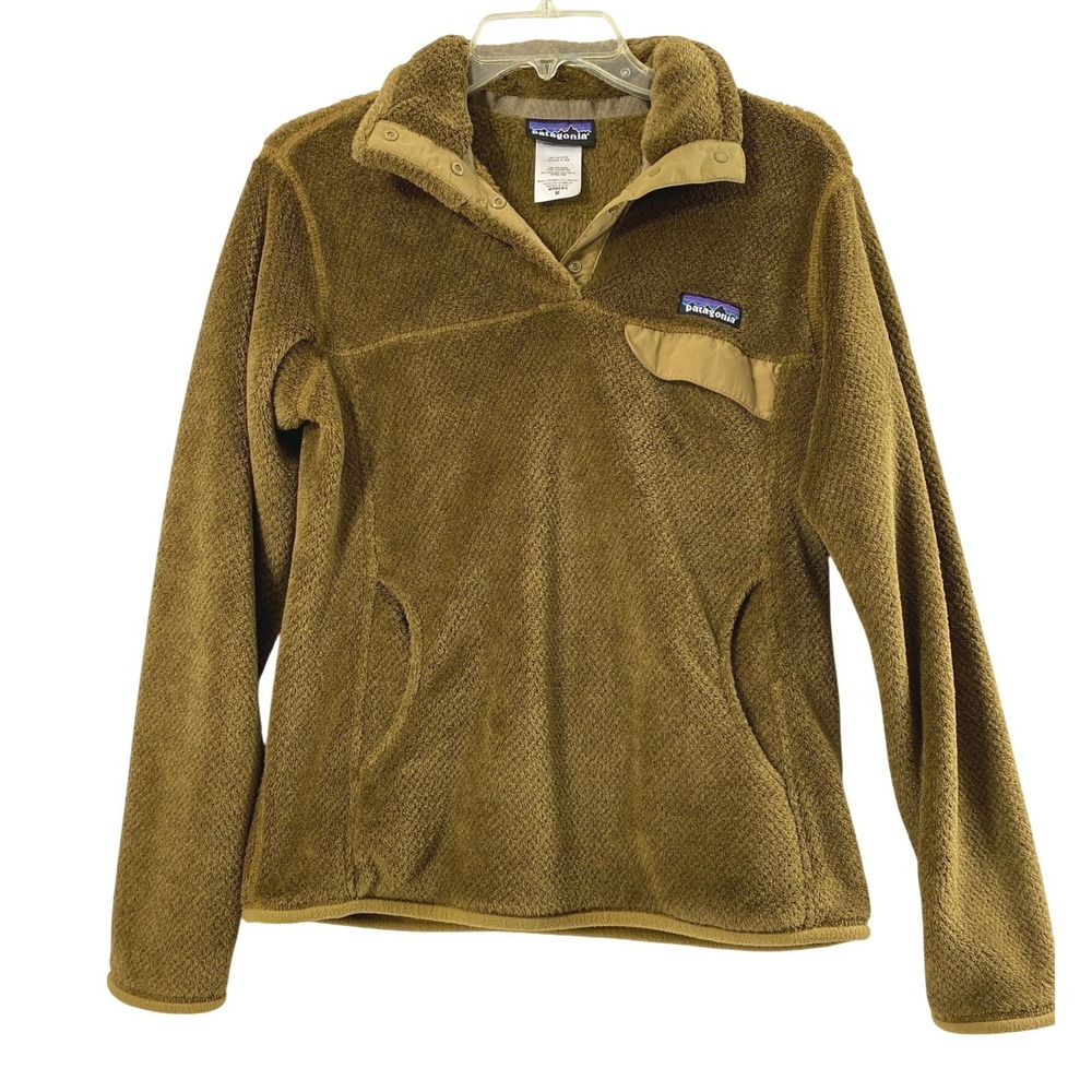 Patagonia Fleece Jacket Women Medium Re-Tool Snap-T Pullover Brown Hiking Gorp